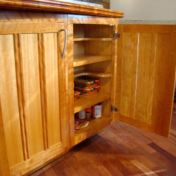 Figured cherry kitchen cabinets