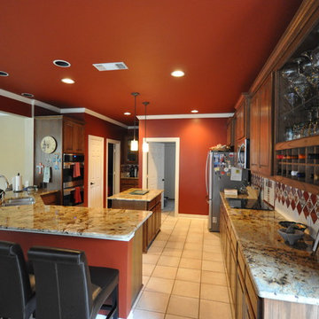 Fired Brick (Red) Kitchen, Faux Leather Bar, Urbane Bronze Mantle Living Room