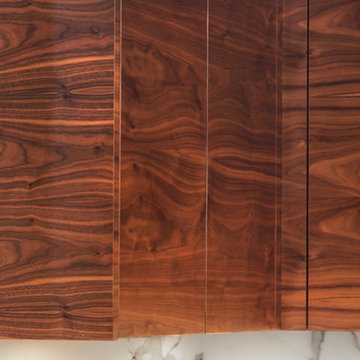 Flat, Dark walnut veneer Doors and Concealed Fridge Panels