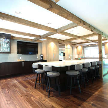 Floating Cabinets in Bar Area are Dark Stained Cherry