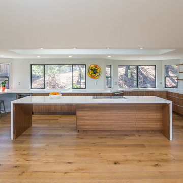 Floating double sided island rift cut walnut Kitchen cabinets