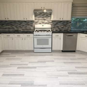 FLOOR - Kitchen 12" x 24" Gray / White Marbleized Porcelain
