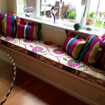 Floral Fuchsia Window Seat Cushion & Designer Pillows