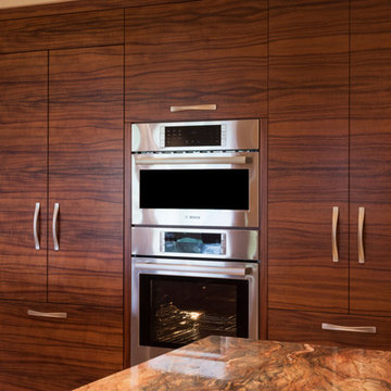 Flush Recessed Appliance Instrument Grade Koa Wood Wall in Artistic Wailea Ocean