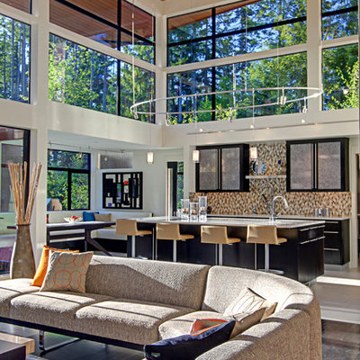 Open concept kitchen - contemporary open concept kitchen idea in Seattle