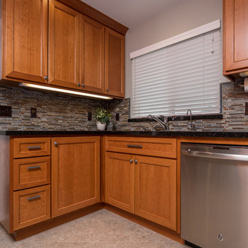 Fremont Kitchen with Cherry Cabinets, Slate Tile and Black Galaxy Granite