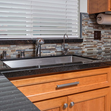 Fremont Kitchen with Cherry Cabinets, Slate Tile and Black Galaxy Granite