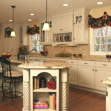 French Country Kitchen with Angled Penninsula