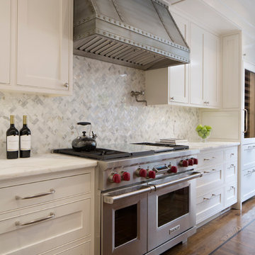 French Style Kitchen with Wolf Range & Pewter Hood