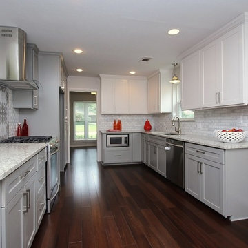 Fresh farmhouse remodel in mid-century home.