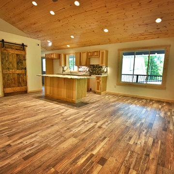 Full Kitchen and Barn Wood Door View
