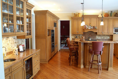 Full View of Kitchen with Cooktop, Double Ovens, Wine Fridge, Micro, Television