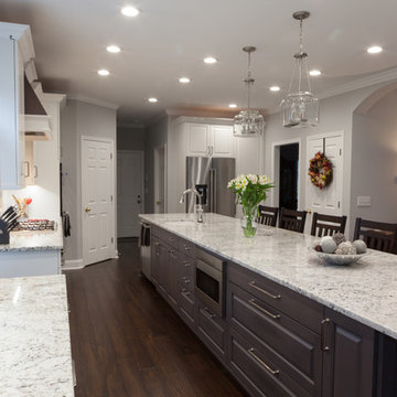 Galley Style Kitchen with Large Island in Roswell, Ga