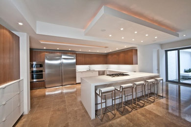 Example of a large minimalist kitchen design in Miami