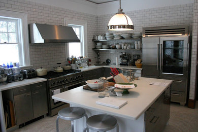 This is an example of a farmhouse kitchen in New York.