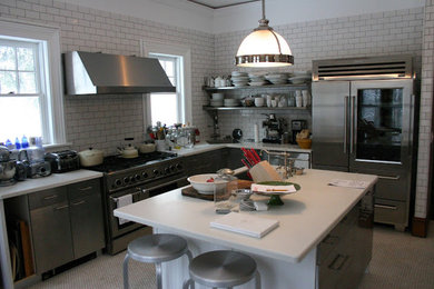 Example of a country kitchen design in New York