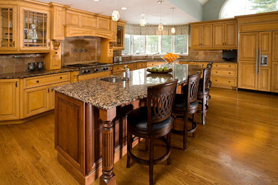 Example of a transitional kitchen design in Boston