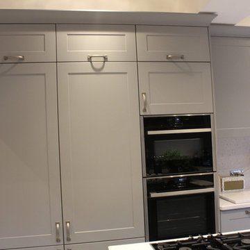 German Made Kitchen In traditional  Shaker Doors Pearl Grey