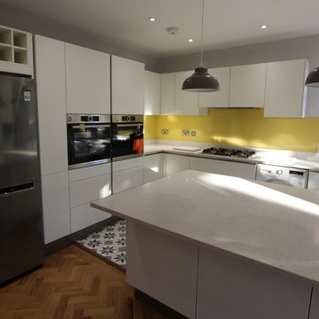 German Made Kitchen In True handleless Satin matt white lacquered modern