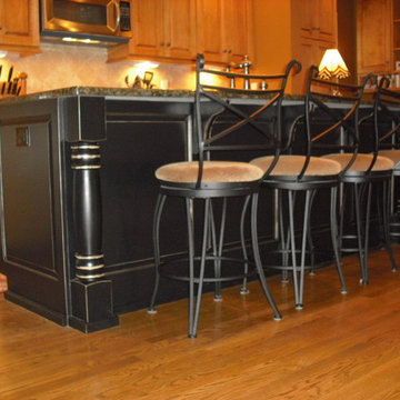 Ginger Maple Kitchen with Black Antique Island