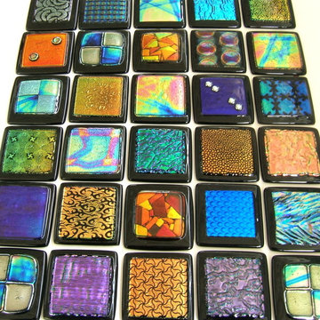Glass Accent Tile - Individually Handmade Dichroic Glass Tile