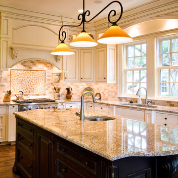 Glazed Kitchen with Contrasting Island