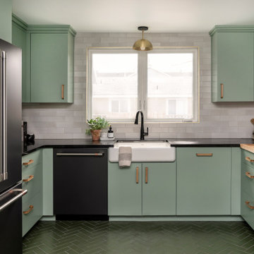 Glazed Thin Brick Floor in Custom Green