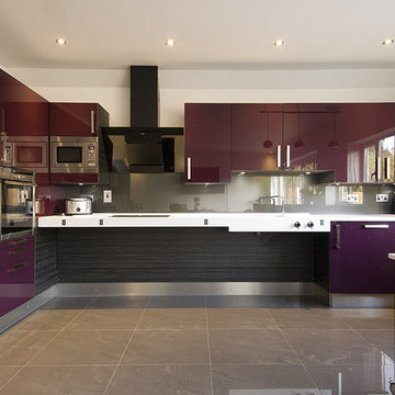 Gloss Acrylic Plum Accessible Kitchen - Full View