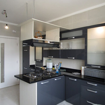 Glossy Grey kitchen in Palm hills - 6th Of October city