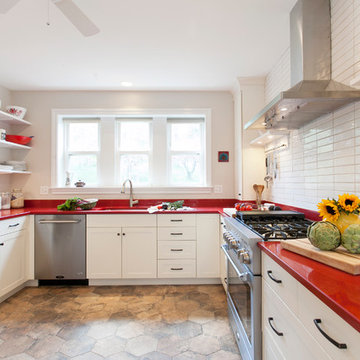 Go Bold In Connecticut! White Cabinets & Red Countertops