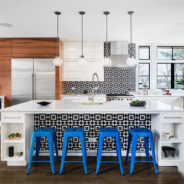 Graphic Black & White Fez Cement Tiles Add Punch To A Modern Kitchen