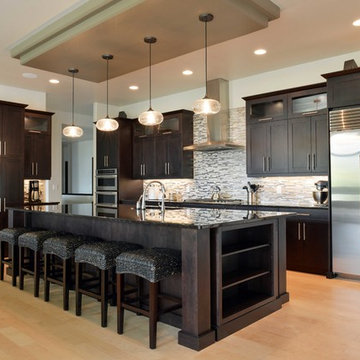 Gray and Brown Transitional Style Kitchen