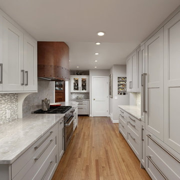 Gray and white transitional kitchen in Oakton, VA