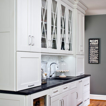 Gray Cabinets with soapstone tops