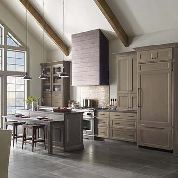 Gray Kitchen Cabinets with Island