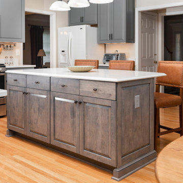 Gray Kitchen with Contrasting Driftwood Stained Island in Gaithersburg, MD