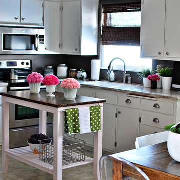 Gray Kitchen with White Cabinets