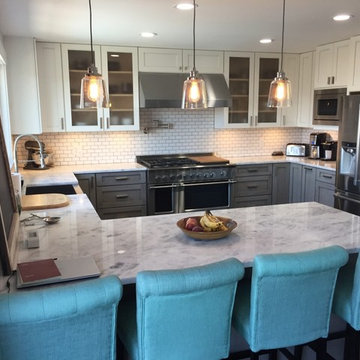 Gray Lower Cabinets with White Upper