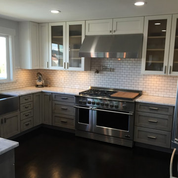 Gray Lower Cabinets with White Upper