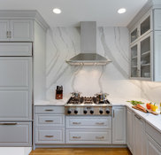 Log Cabin Kitchen With Blue Appliances - Londonderry, NH - Norfolk Kitchen  & Bath