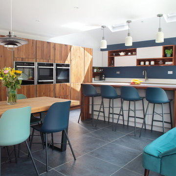 Great Missenden Sand Grey Satin & Iroko Wood Kitchen, Buckinghamshire