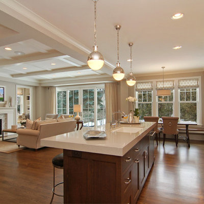 Inspiration for a transitional open concept kitchen remodel in Minneapolis with an undermount sink and white countertops