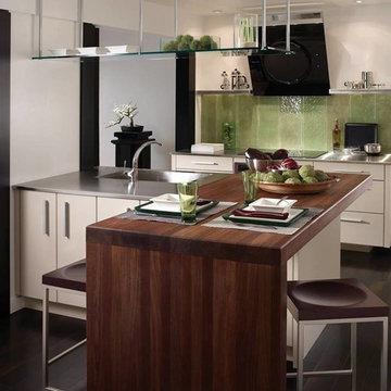 Green Accent Wood-Mode Kitchen