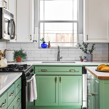 Green and White Kitchen