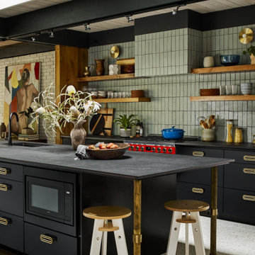Green Glazed Thin Brick Kitchen