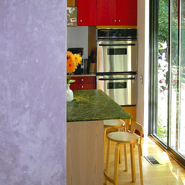 Green Grass Embedded Resin Kitchen Counter