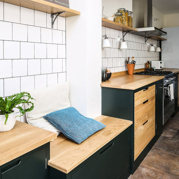 Green Industrial Style Galley Kitchen
