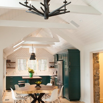 Green Kitchen, Long View (with Chandelier)