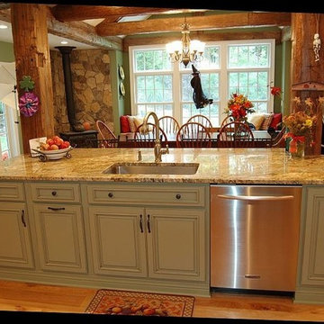Green painted island, seating for 4,  By Kitchens ltd, Gillette, NJ 07933