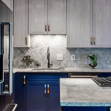 Grey and Blue kitchen in Herndon, VA
